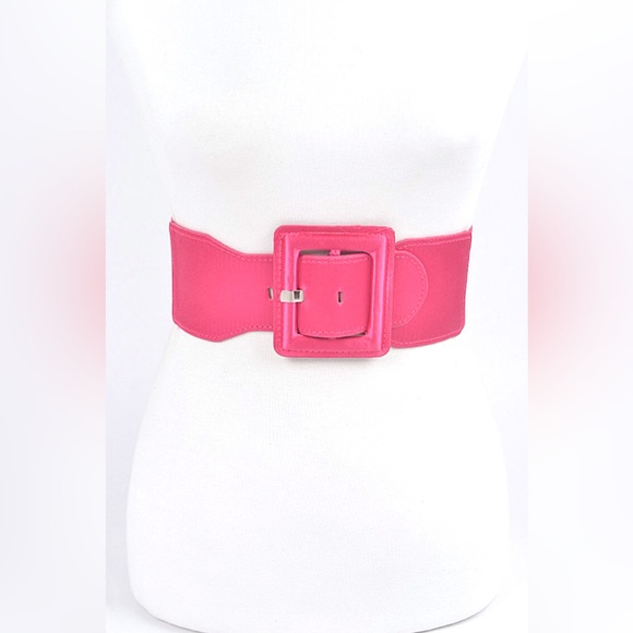 Satin Metallic Elastic Waist Statement Belt - Picture 1 of 8